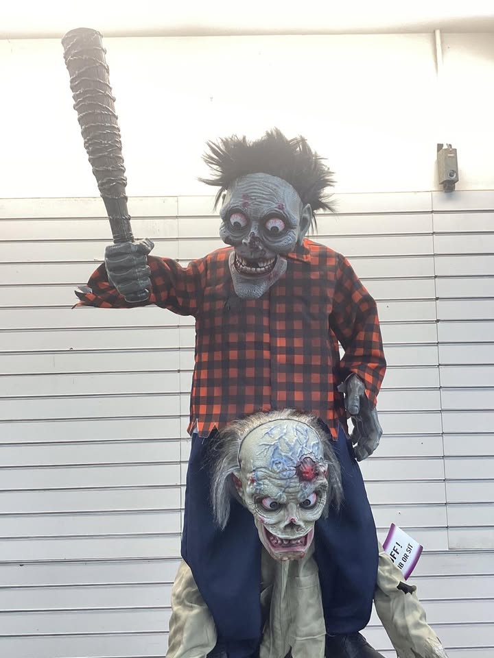 Home Accents Holiday 7.5 ft. Gruesome Grounds Animated LED Zombie Stack Trio