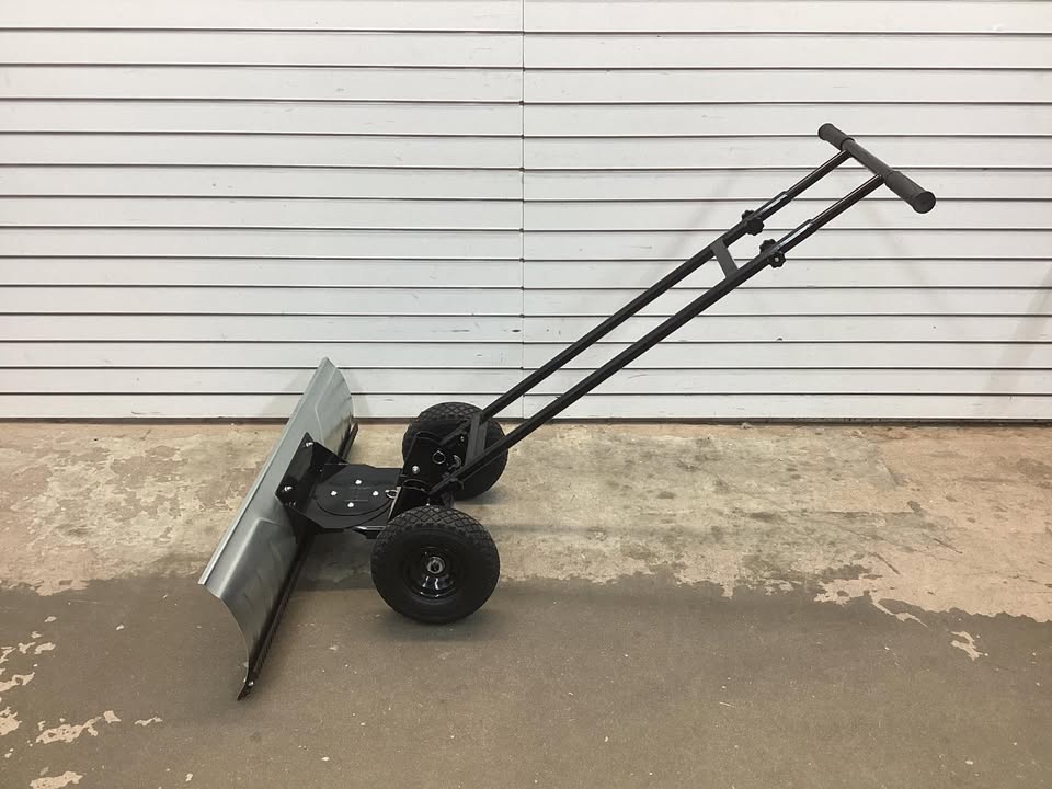 Galvanized Blade 2-Wheel Snow Pusher w/ Adjustable Handle - 36in