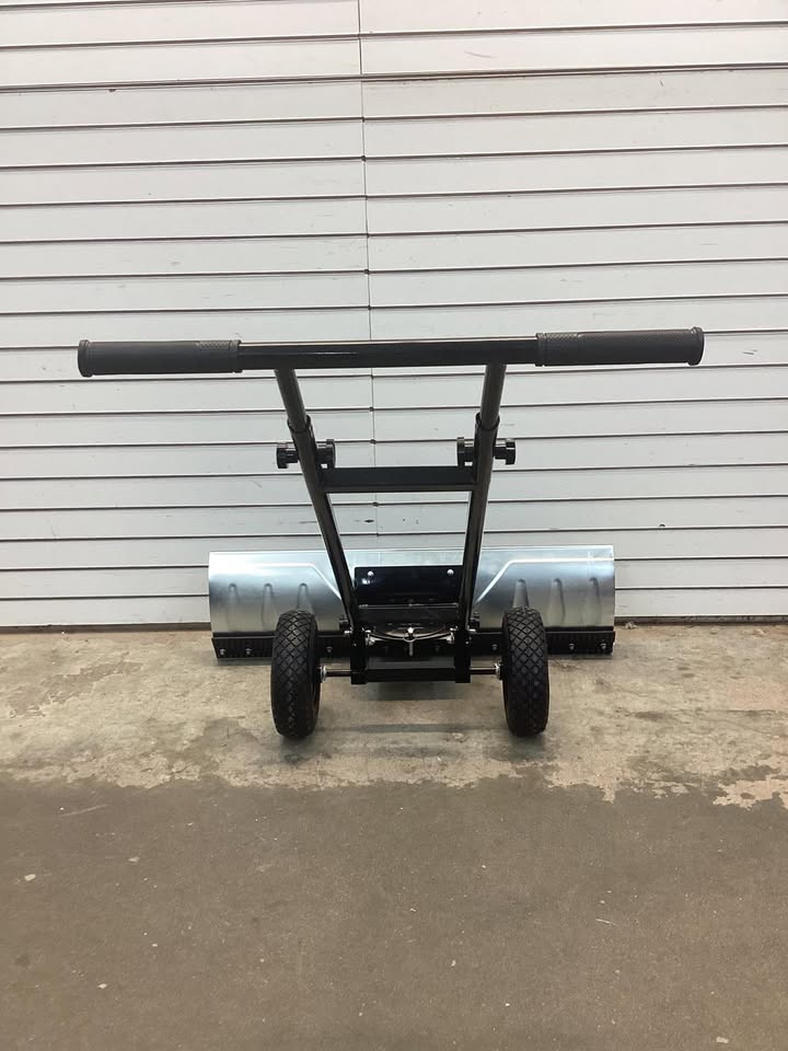 Galvanized Blade 2-Wheel Snow Pusher w/ Adjustable Handle - 36in