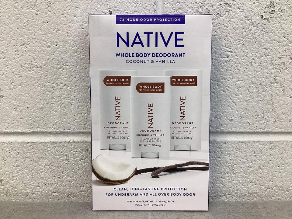 Native Whole Body Aluminum-Free Deodorant, Coconut & Vanilla, 2.3 oz., 3pk.