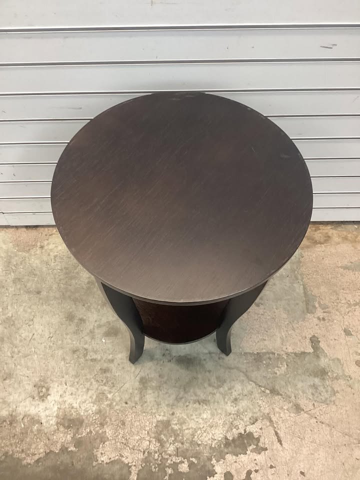 Costway 2-tier Round End Table with Solid Wood Legs