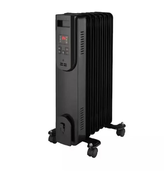 Lightly Used Konwin 1500-Watt Black Indoor Electric Oil-Filled Radiator Convection Radiant Space Heater with Remote Control for Living Space