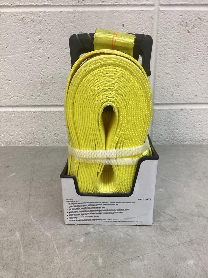 Husky 2 in. x 27 ft. Heavy-Duty Ratchet Tie-Down Strap with Flat Hooks