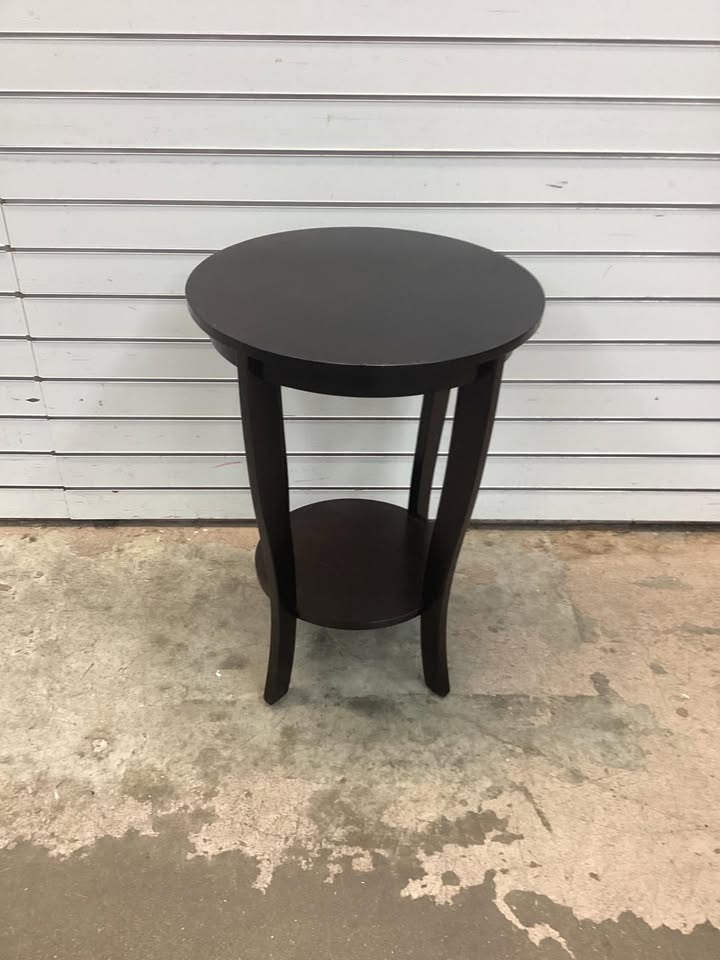 Costway 2-tier Round End Table with Solid Wood Legs