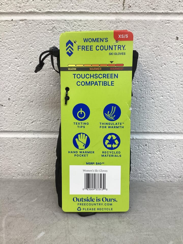 Women’s Free Country Adult Snow Gloves, Size XS/S
