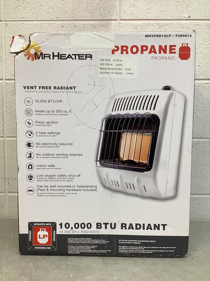 Mr. Heater Propane Vent-Free Radiant Wall Heater, 10,000 BTU, 2-Plaque