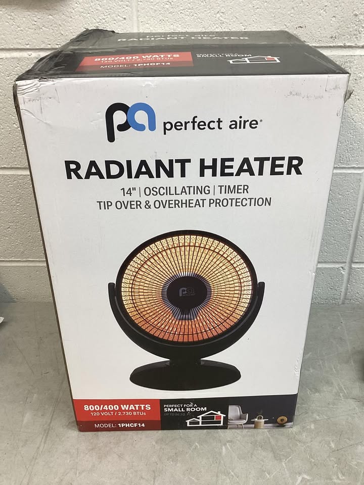 Perfect Aire 800/400W Radiant 14" Dish Heater, Black