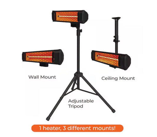 HEAT STORMTradesman 1500-Watt Electric Indoor/Outdoor Quartz Infrared Portable Space Heater w/Tripod Wall and Ceiling Mount