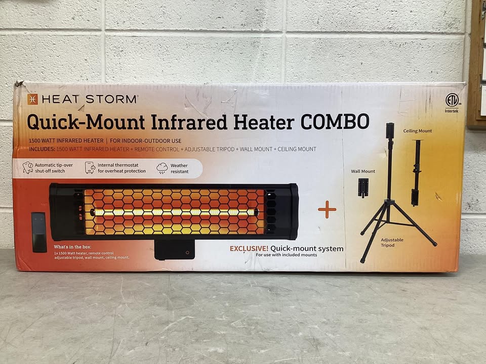 HEAT STORMTradesman 1500-Watt Electric Indoor/Outdoor Quartz Infrared Portable Space Heater w/Tripod Wall and Ceiling Mount