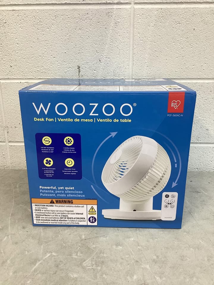 Woozoo 360 Degree Oscillating Personal Fan, White