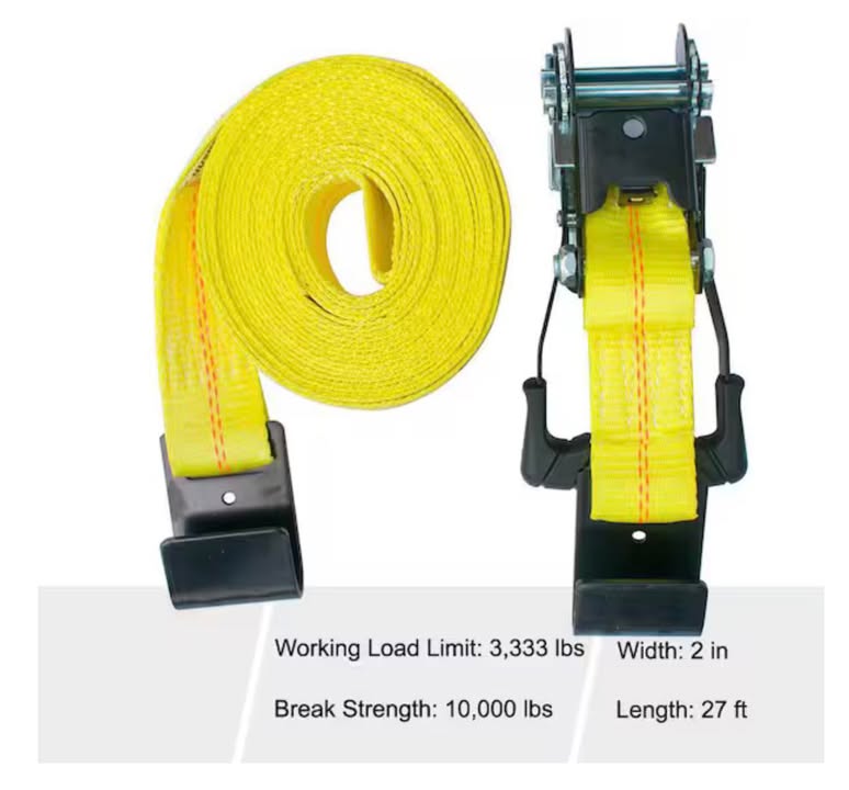Husky 2 in. x 27 ft. Heavy-Duty Ratchet Tie-Down Strap with Flat Hooks