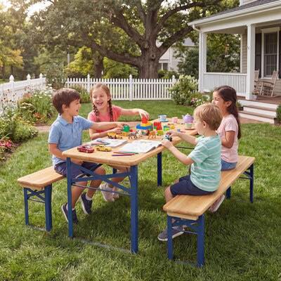 43.5-in Folding Wooden Kids Picnic Table And Bench
