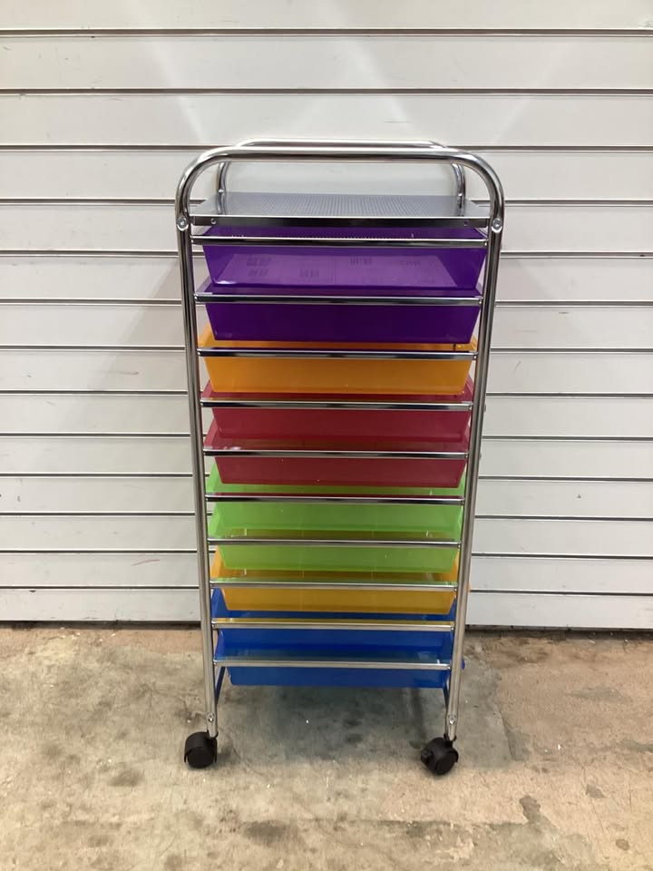 Costway 10 Drawer Rolling Storage Cart Scrapbook Paper Office School Organizer Colorful