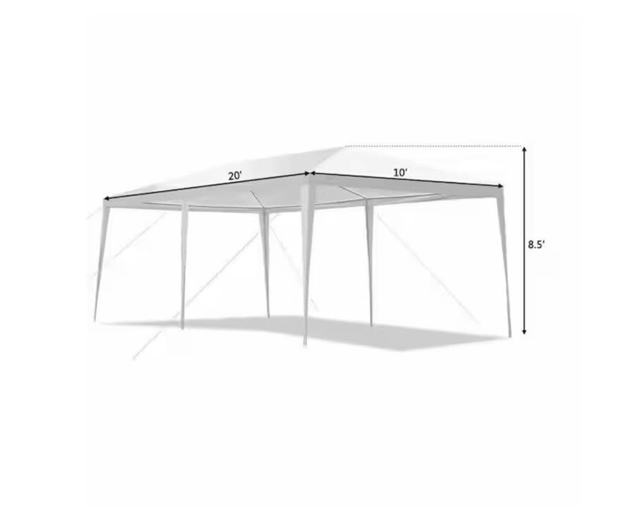 Costway 10 ft. x 20 ft. White Canopy Tent Wedding Party Tent with 4 Side Walls Carry Bag