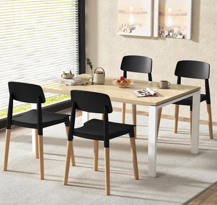 Giantex Wooden Dining Chairs Set of 4, Modern Dining Side Chairs Set w/Ergonomic Backrest, Wide Seat & Sturdy Wooden Legs