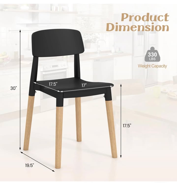 Giantex Wooden Dining Chairs Set of 4, Modern Dining Side Chairs Set w/Ergonomic Backrest, Wide Seat & Sturdy Wooden Legs