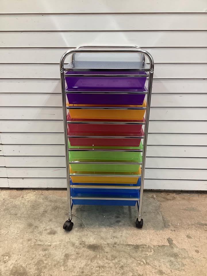 Costway 10 Drawer Rolling Storage Cart Scrapbook Paper Office School Organizer Colorful