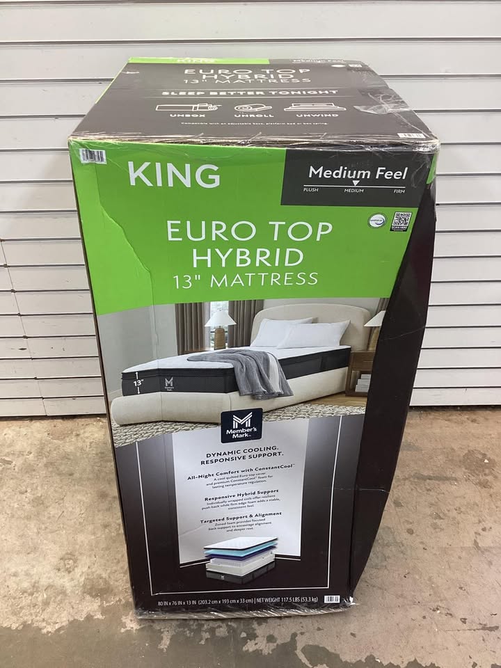 Member's Mark 13" Eurotop Hybrid Mattress Size King Medium Firmness