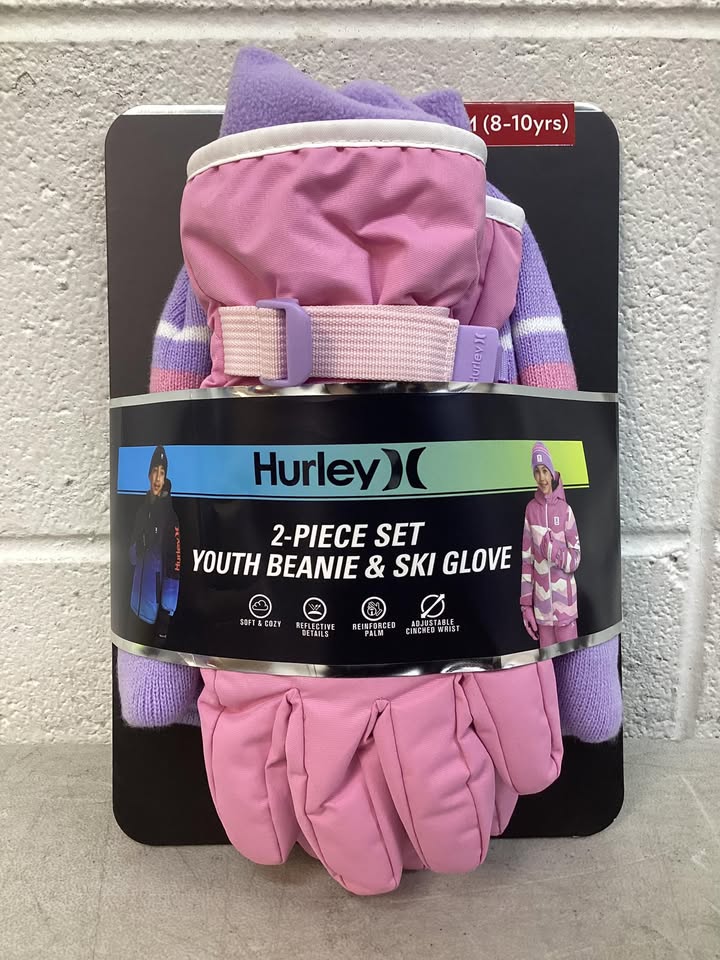 Hurley Kids 2-Piece Hat and Glove Set, Size M (8-10yrs)