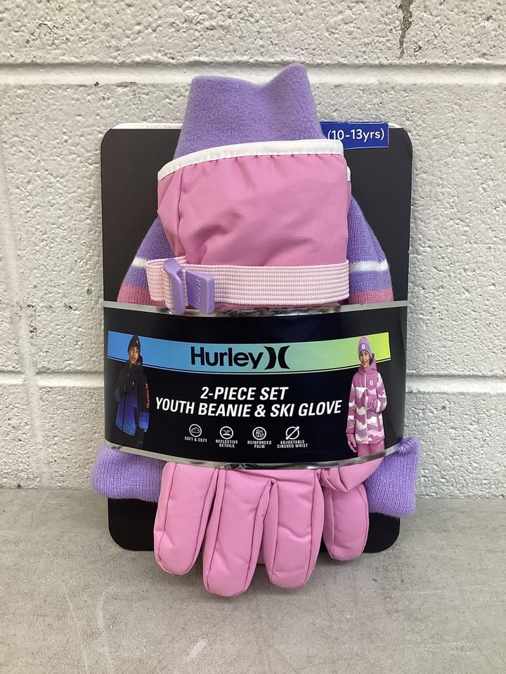 Hurley Kids 2-Piece Hat and Glove Set, Size L (10-13yrs)