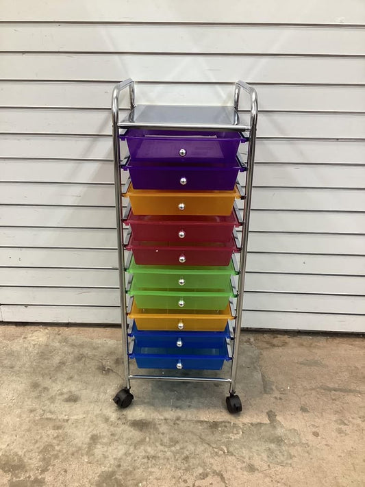 Costway 10 Drawer Rolling Storage Cart Scrapbook Paper Office School Organizer Colorful