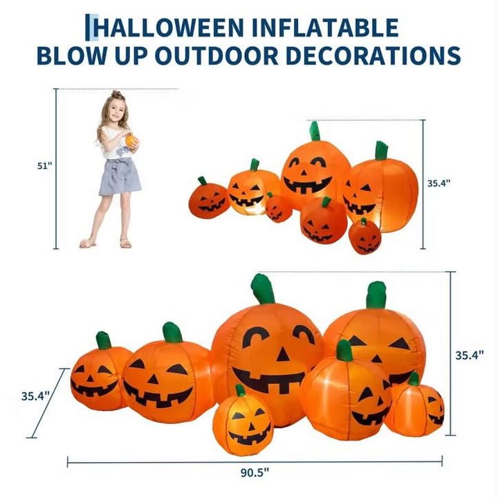 7.5ft Inflatable Halloween Pumpkin Patch – Self-Inflating Outdoor Holiday Yard Decoration for Fall & Thanksgiving, Waterproof Decoration