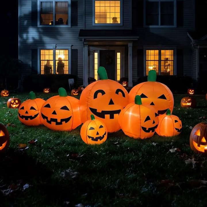 7.5ft Inflatable Halloween Pumpkin Patch – Self-Inflating Outdoor Holiday Yard Decoration for Fall & Thanksgiving, Waterproof Decoration