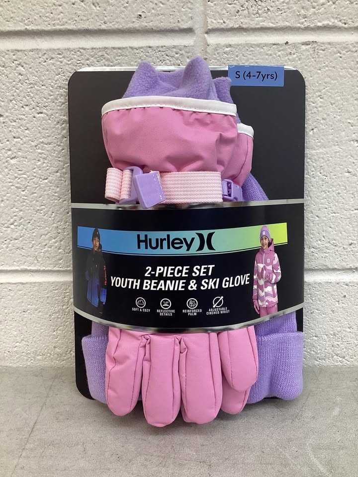Hurley Kids 2-Piece Hat and Glove Set, Size S (4-7yrs)