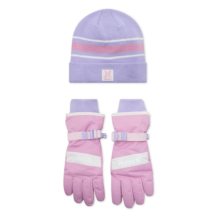 Hurley Kids 2-Piece Hat and Glove Set, Size M (8-10yrs)