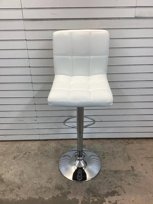 Costway 25-33.5 in. White Metal Modern Swivel Bar Stool with Footrest Back