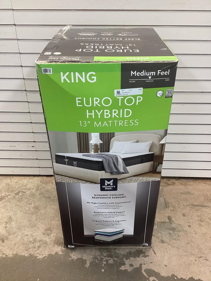 Member's Mark 13" Eurotop Hybrid Mattress Size King Medium Firmness