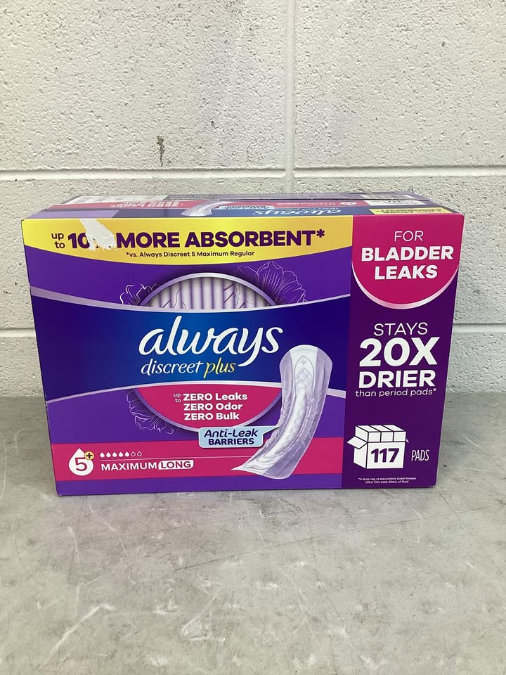 Always Discreet Incontinence Pads, Heavy Long, 117 ct.