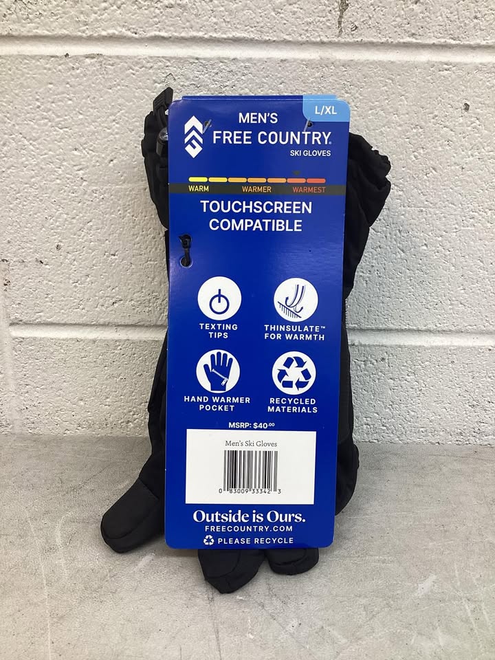 Men’s Free Country Adult Snow Gloves, Size L/XL