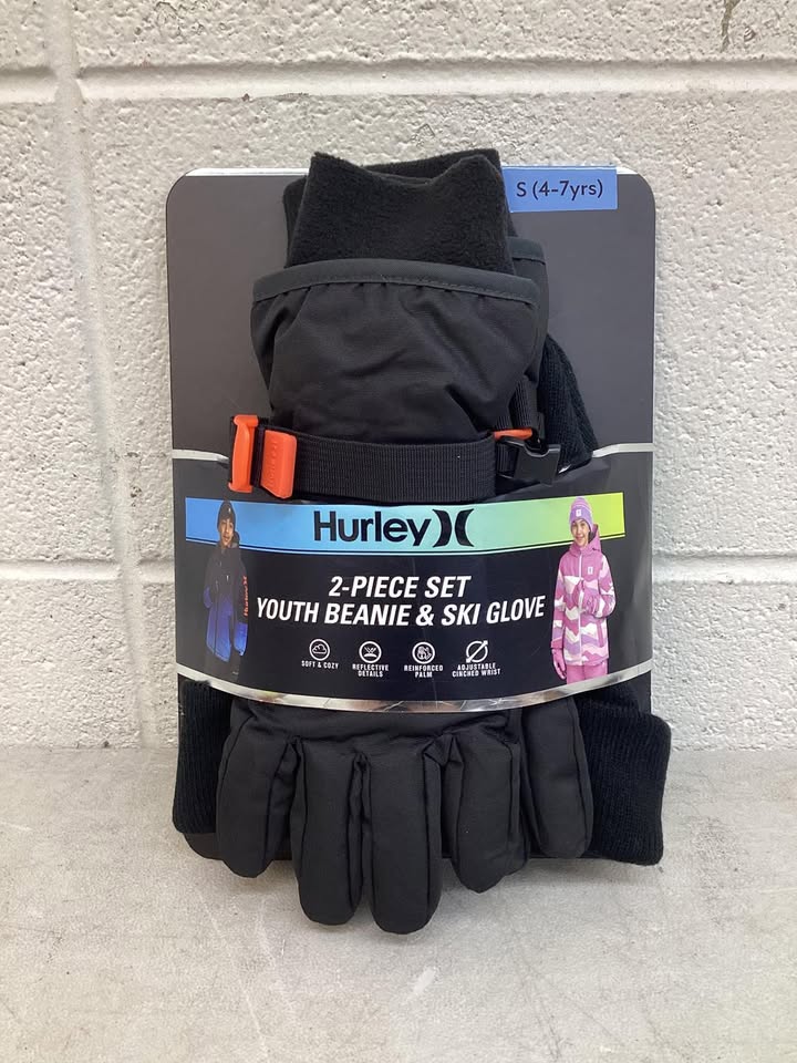 Hurley Kids 2-Piece Hat and Glove Set, Size S (4-7yrs)