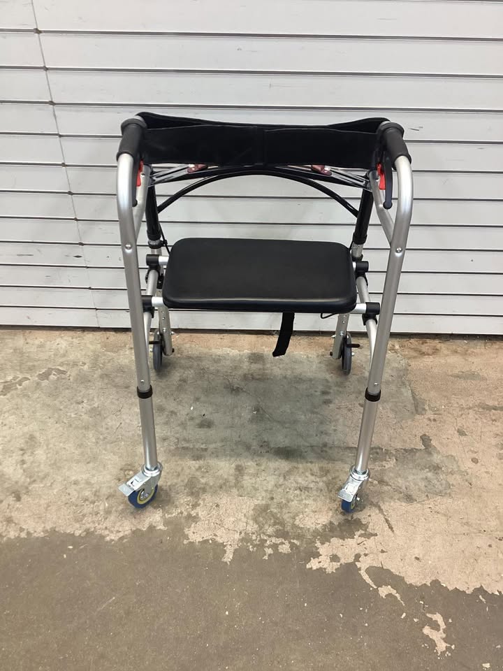 Costway Height Adjustable Aluminum Walker with Rolling Wheels and Brakes