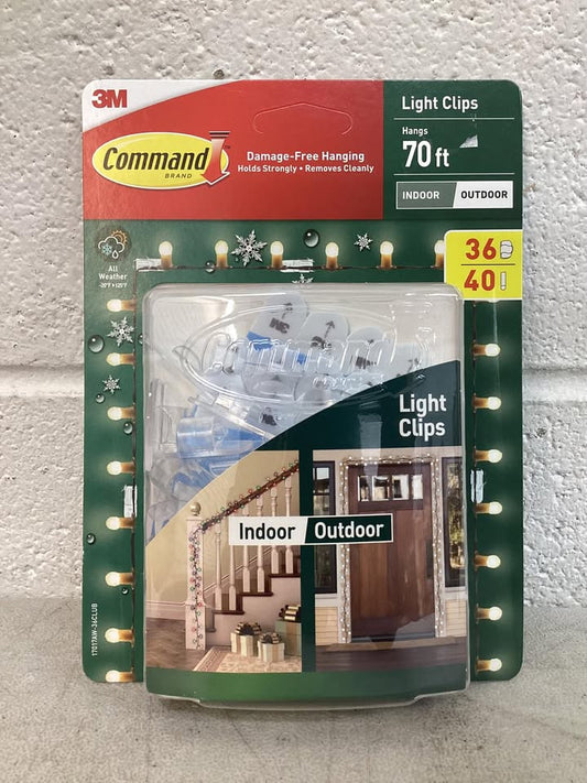 Command Outdoor Clear Light Clips, 36ct.