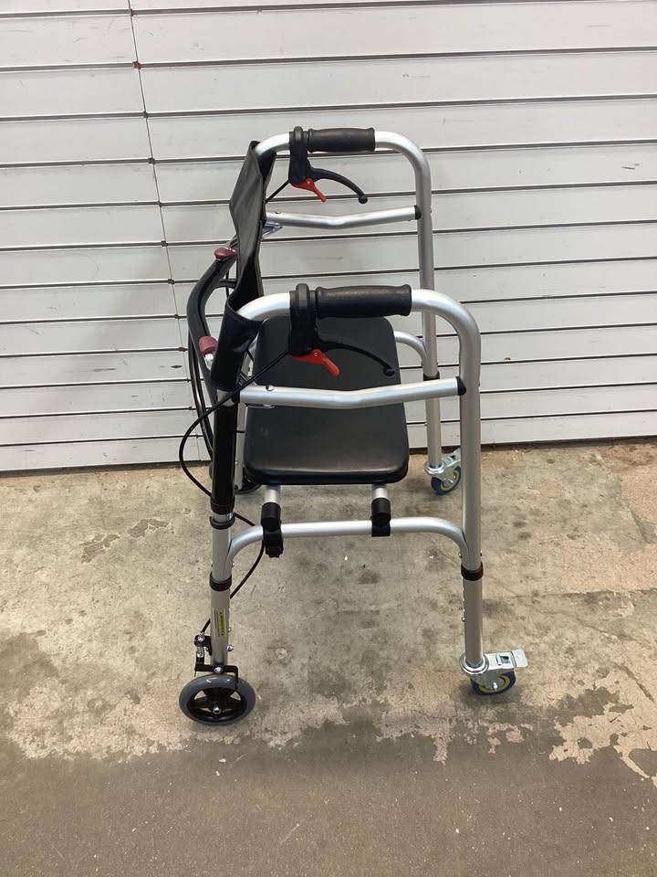 Costway Height Adjustable Aluminum Walker with Rolling Wheels and Brakes