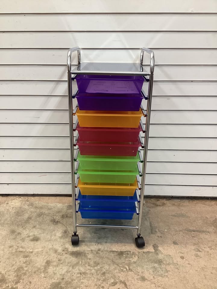 Costway 10 Drawer Rolling Storage Cart Scrapbook Paper Office School Organizer Colorful