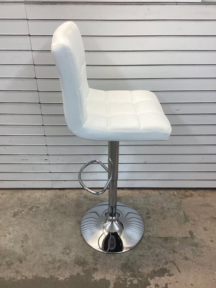 Costway 25-33.5 in. White Metal Modern Swivel Bar Stool with Footrest Back