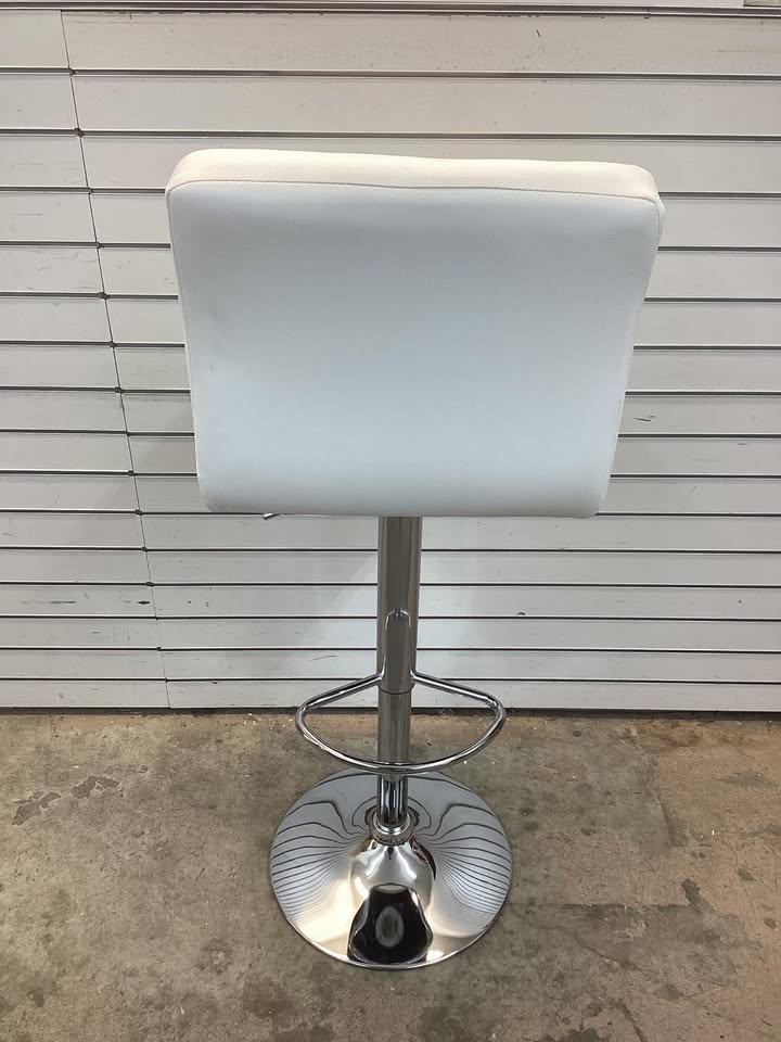 Costway 25-33.5 in. White Metal Modern Swivel Bar Stool with Footrest Back