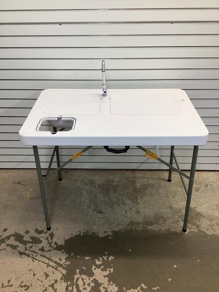 Costway Fish Cleaning Table with 2 Sinks and 360° Rotatable Faucet