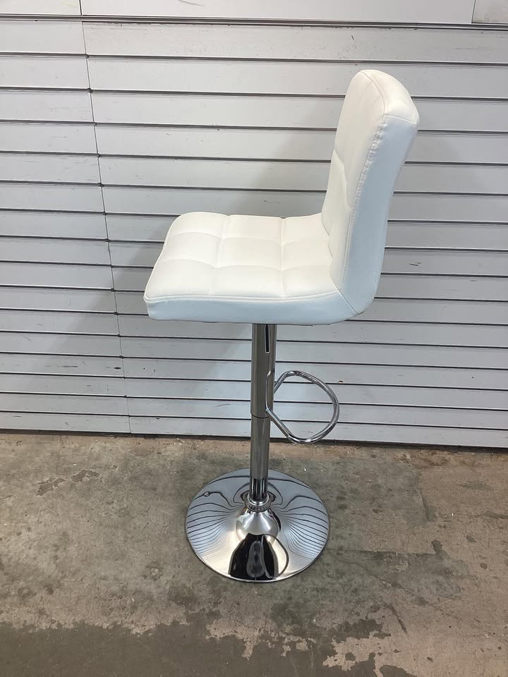 Costway 25-33.5 in. White Metal Modern Swivel Bar Stool with Footrest Back