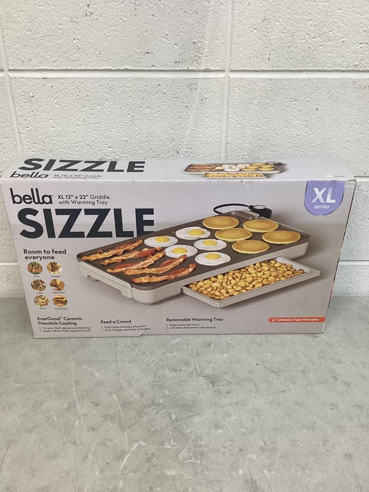 Lightly Used Bella 12" x 22" XL Griddle with Warming Tray