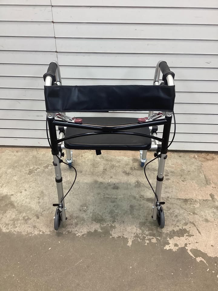 Costway Height Adjustable Aluminum Walker with Rolling Wheels and Brakes