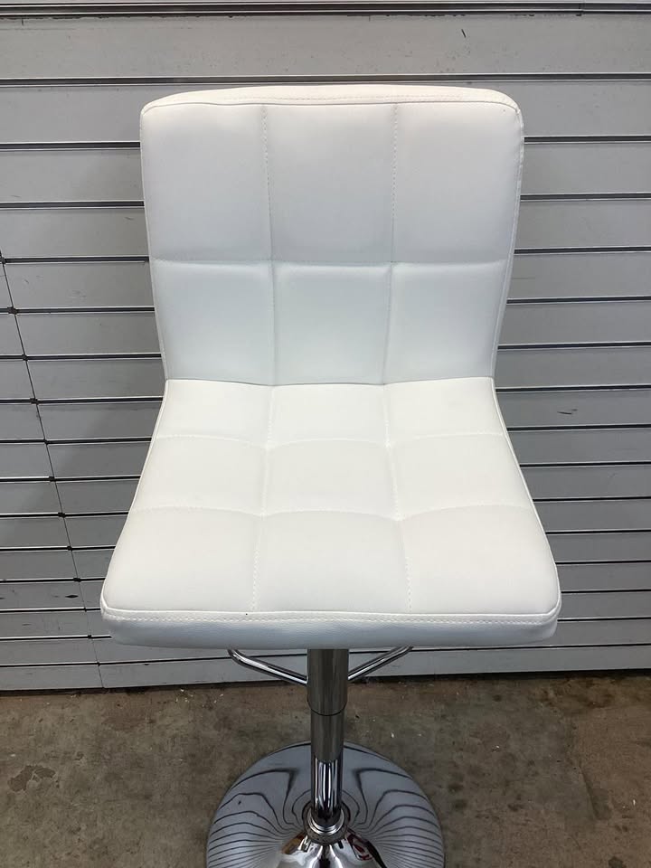 Costway 25-33.5 in. White Metal Modern Swivel Bar Stool with Footrest Back