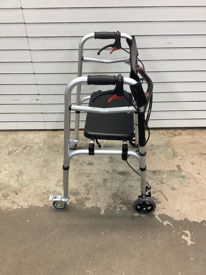 Costway Height Adjustable Aluminum Walker with Rolling Wheels and Brakes