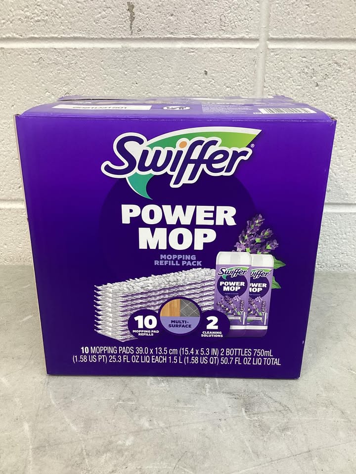 Swiffer PowerMop Refill Bundle, Lavender, 10 Mop Pads + 2 Bottles