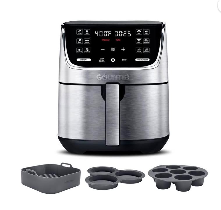 Lightly Used Gourmia 7-Quart Digital Air Fryer, Includes 3-Piece Silicone Accessory Set
