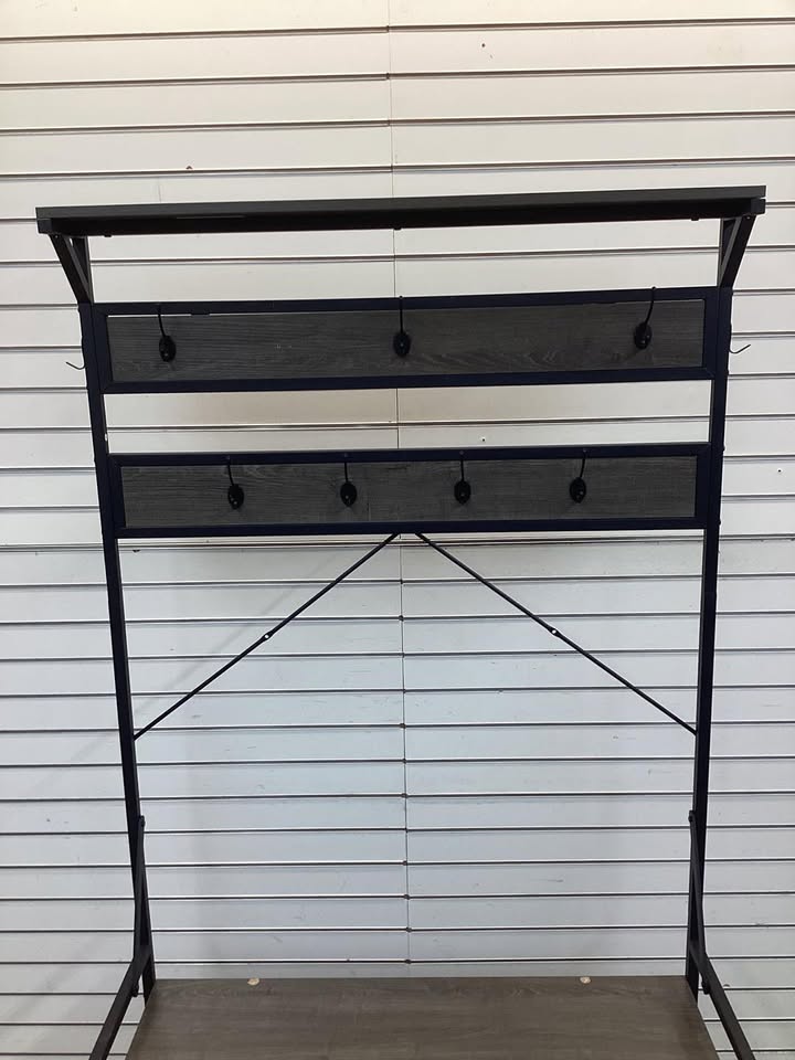 Costway Coat Rack 4-In-1 Hall Tree with 7 Hanging Hooks Shoe Bench