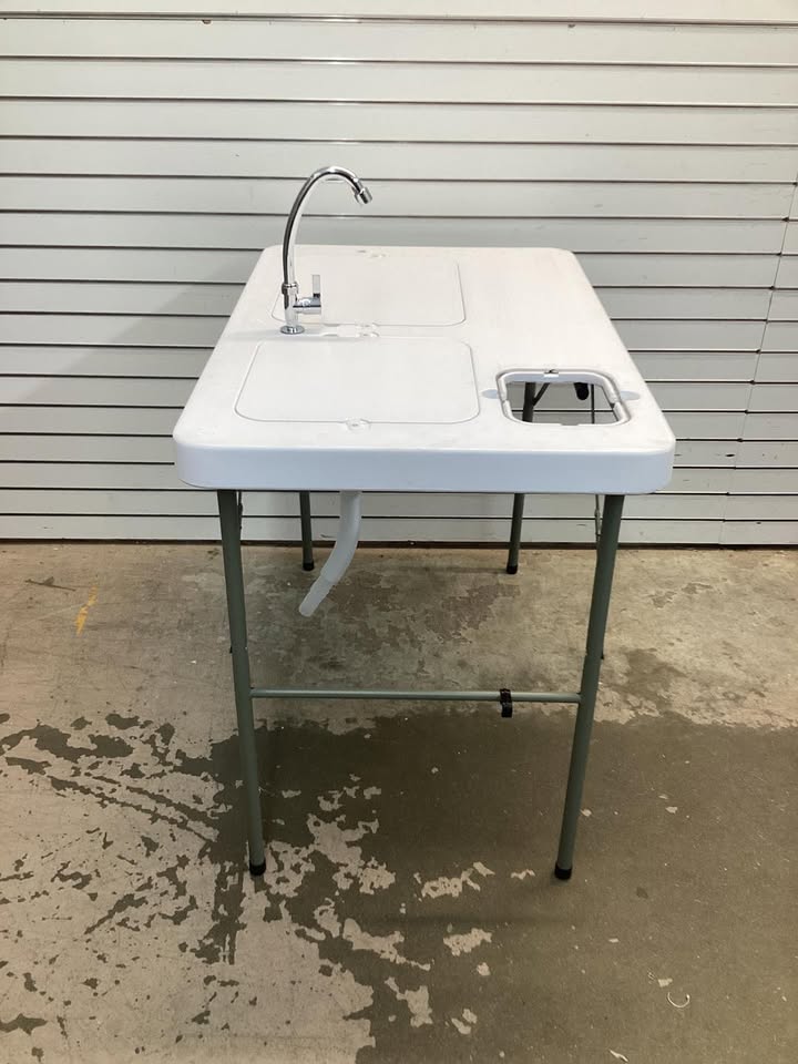 Costway Fish Cleaning Table with 2 Sinks and 360° Rotatable Faucet
